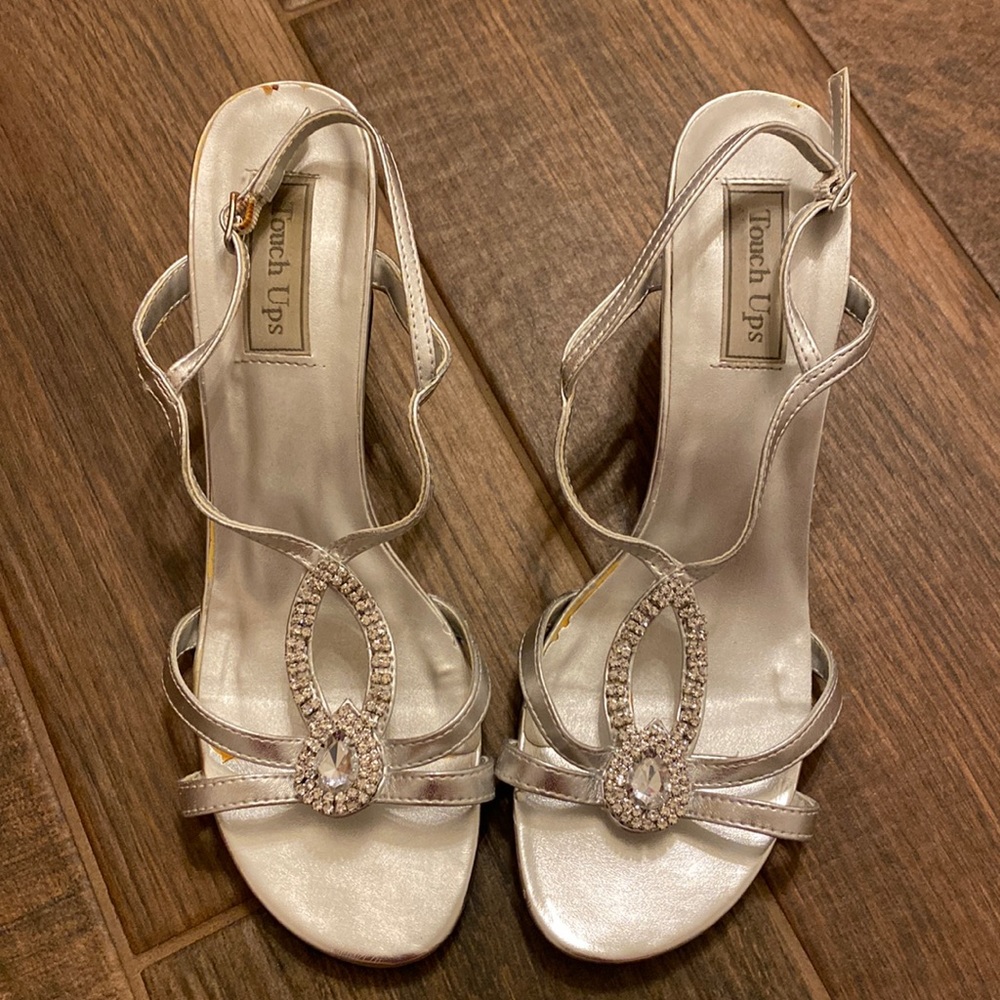 Silver heels with bling